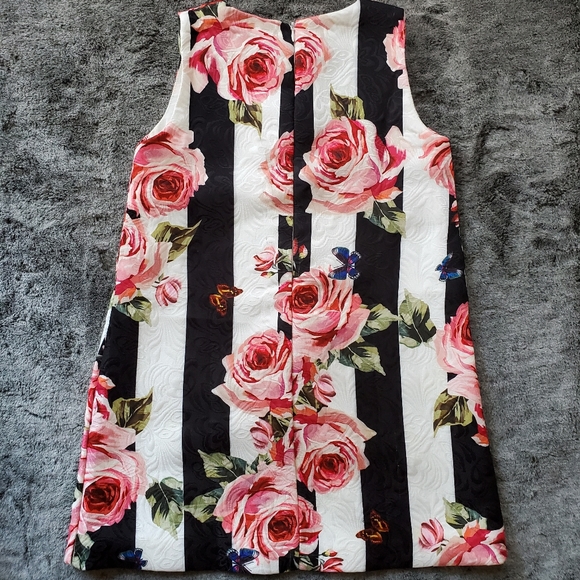 CUSTOM MADE ELGANT DRESS ROSES, BUTTERFLIES AND STRIPES 6-8T - Picture 6 of 10